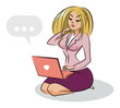 Woman with laptop.