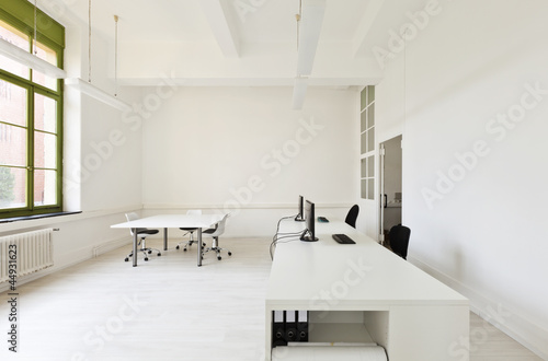 Photo: interior, office with furniture white interior, office with furniture white