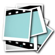 photo with blank film strip frame isolated on white background