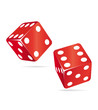 Two red rolling dices. Chance concept.