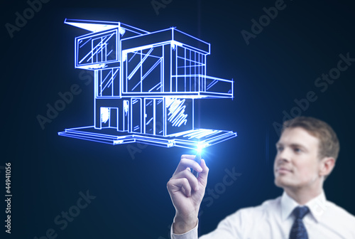 Photo: man drawing cottage man drawing cottage