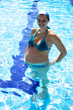 Smiling happy pregnant woman in swimming pool