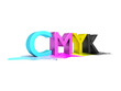 Buchstaben CMYK umflossen von Druckfarbe