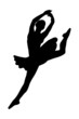 A silhouette of a ballerina dancer jumping