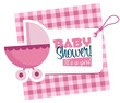 Vector: Baby Girl Stroller Invitation Card Baby Girl Stroller Invitation Card