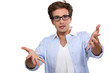 man with glasses explaining