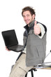 Tiler with a laptop
