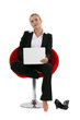 Blond with laptop barefoot