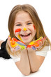 Foto: Cute girl with paint on white Cute girl with paint on white