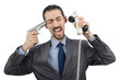 Angry businessman killing the phone