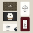 Set of 5 detailed business cards. For cafe and restaurant
