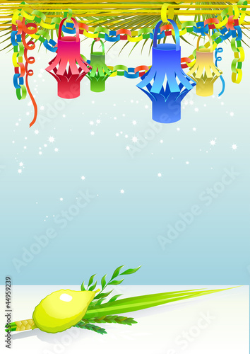 Vector: Happy Sukkot with decorative elements Happy Sukkot with decorative elements
