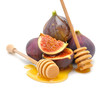 Figs with honey on white background