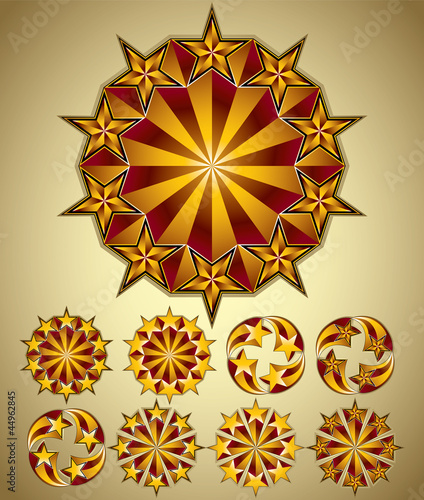 Vector: Stars symbols set, retro style. Stars symbols set, retro style.