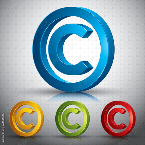 Vector: Copyright symbol 3d vector sign. Copyright symbol 3d vector sign.