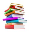 3d stack of books in rainbow colors