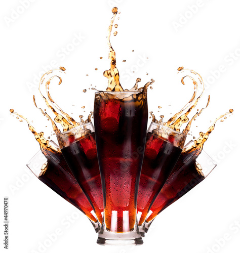 Photo: Fresh coke background with splash Fresh coke background with splash