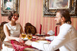 happy couple with wine glass