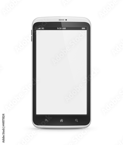 Photo: Modern mobile phone with blank screen isolated Modern mobile phone with blank screen isolated