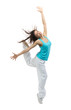 modern slim hip-hop style teenage girl jumping dancing