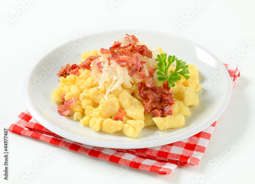 Photo: Small potato dumplings with bacon and cabbage Small potato dumplings with bacon and cabbage