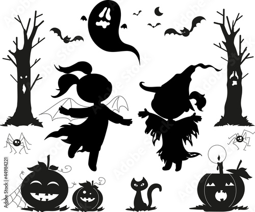 Vector: Halloween black icon set. Halloween black icon set.