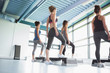 Four women at aerobics