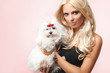 Photo: Beautiful Woman with her dog Beautiful Woman with her dog