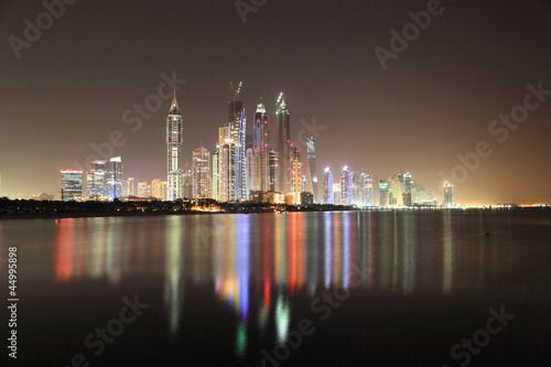 Photo: Dubai Marina skyline at night. United Arab Emirates Dubai Marina skyline at night. United Arab Emirates