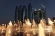 Skyscrapers in Abu Dhabi at dusk, United Arab Emirates
