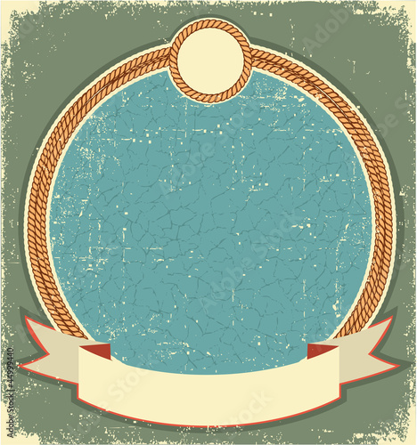 Illustration: Vintage label illustration for text with rope frame Vintage label illustration for text with rope frame
