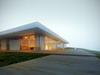 Moderner Bungalow in Hanglage bei Nebel 3D