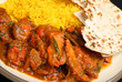 Indian Chicken Curry with Rice and Chapatti