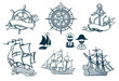 Sailing ships emblems Iconset