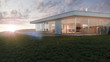 Modernes Flachdach Haus in Hanglage 3D