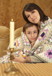 Beautiful nice Caucasian mama with her son