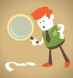 Retro Corporate Guy with magnifying glass.