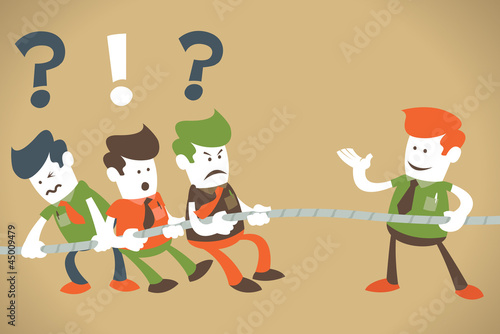 Illustration: Corporate Guys have a Tug-of-war. Corporate Guys have a Tug-of-war.