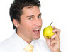 Business Man - Eating a Pear