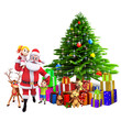 kids are sitting on the shoulder of santa