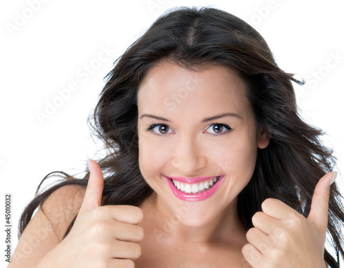 Photo: Young Woman - Showing two Thumbs Young Woman - Showing two Thumbs