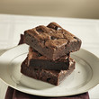 Photo: Stack of brownies on a plate. Stack of brownies on a plate.
