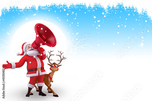 Illustration: santa with loudspeaker on iceland santa with loudspeaker on iceland