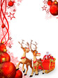 sleigh on red background with santa