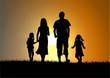 happy family and sunset