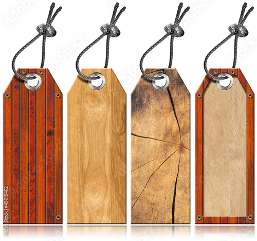 Photo: Set of Wooden Tags - 4 items Set of Wooden Tags - 4 items