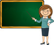 Teacher and blackboard