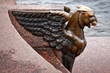 Griffin - bronze winged lion staue. St.Petersburg, Russia