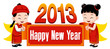 Chinese Kids with Happy New Year 2013 sign