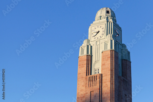 Photo: Clock tower of Helsinki railway station. Clock tower of Helsinki railway station.